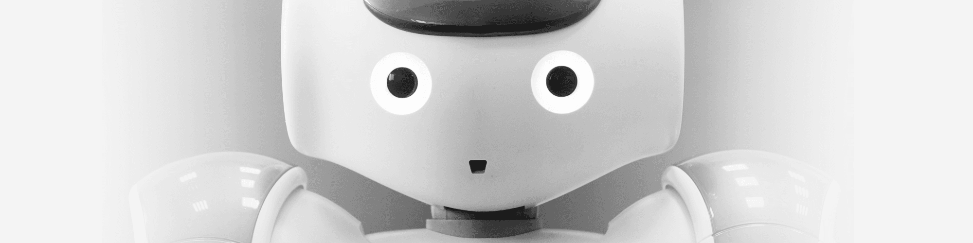 A black and white illustration of a robot, symbolising a use case of AI data image annotation.